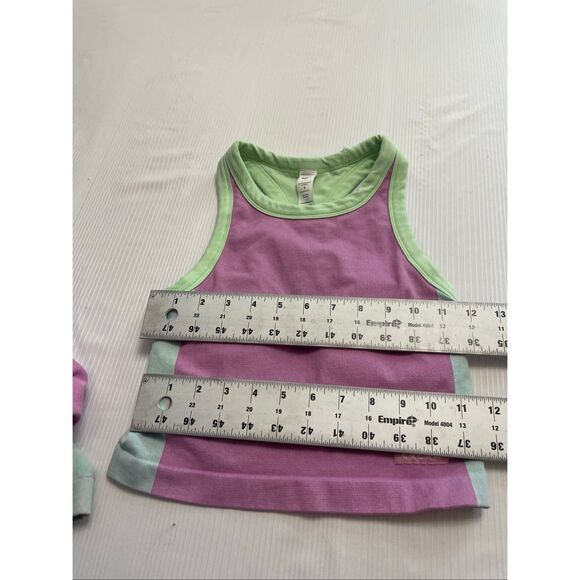 Cream Yoga Workout Tank Top Biker Short 2 Pc Set Size Small - Picture 4 of 14